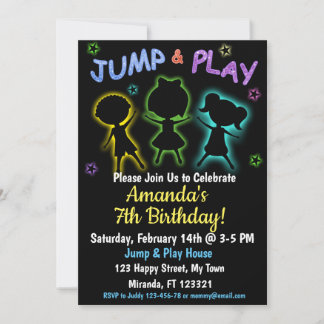 Neon Jump and Play Geburtstagseinladung Einladung