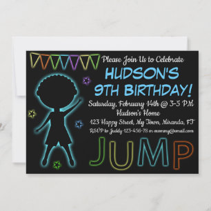 Neon Jump Einladung zum Geburtstag