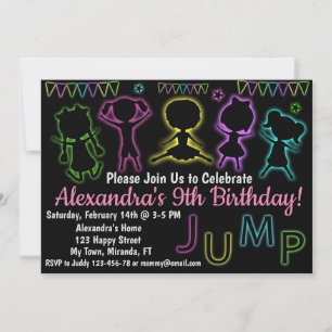 Neon Jump Einladung zum Geburtstag