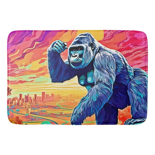 Neon Jungle Gorilla Urban Fantasy Badematte (Vorderseite)