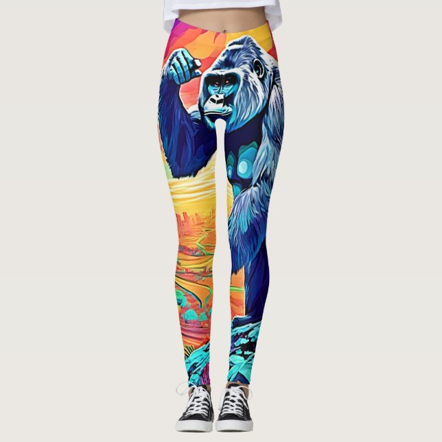 Neon Jungle Gorilla Urban Fantasy Leggings (Vorderseite)