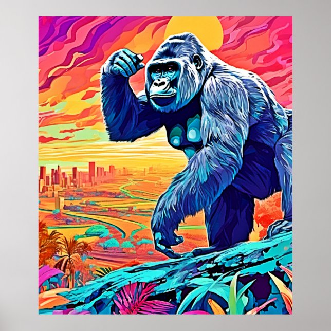 Neon Jungle Gorilla Urban Fantasy Poster (Vorne)