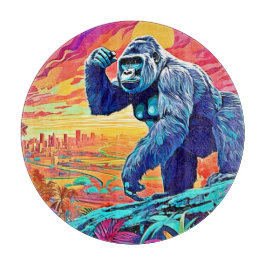 Neon Jungle Gorilla Urban Fantasy Schneidebrett