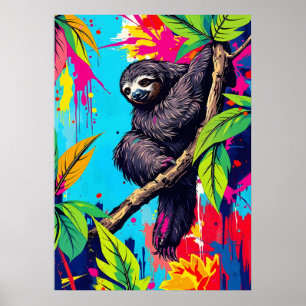 Neon Jungle Sloth - Colorschlauch Poster