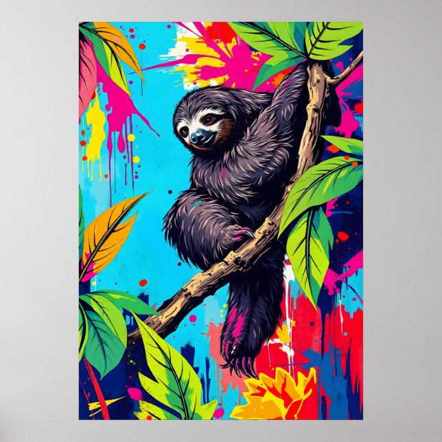 Neon Jungle Sloth - Colorschlauch Poster (Vorne)
