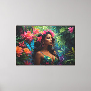 Neon Jungle Stretched Canvas Print Leinwanddruck