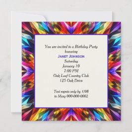 Neon Kaleidoscope Brithday Party Einladung