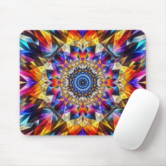 Neon Kaleidoscope Design Mousepad (Mit Mouse)