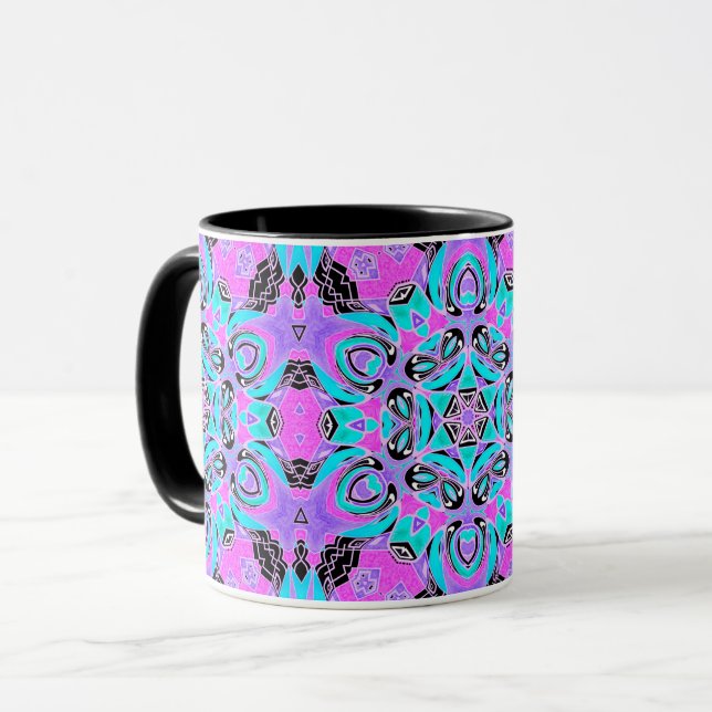 Neon kaleidoscope, Mandala Tasse (Vorderseite Links)