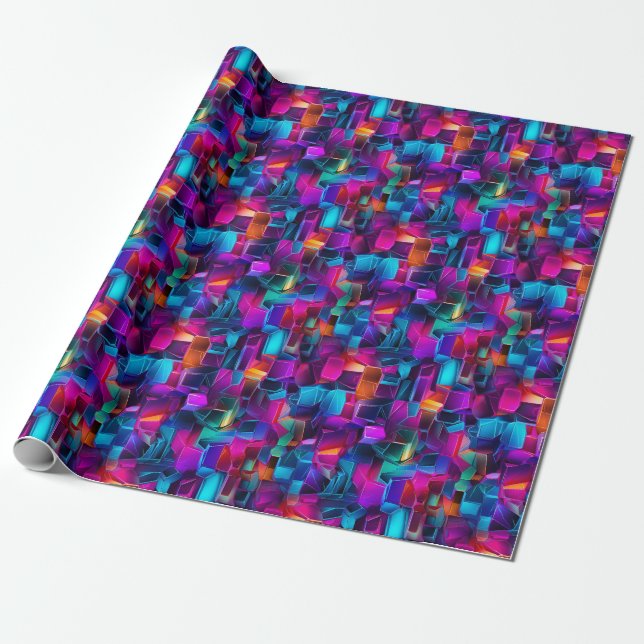 Neon Kaleidoskop Geschenkpapier (Ungerollt)