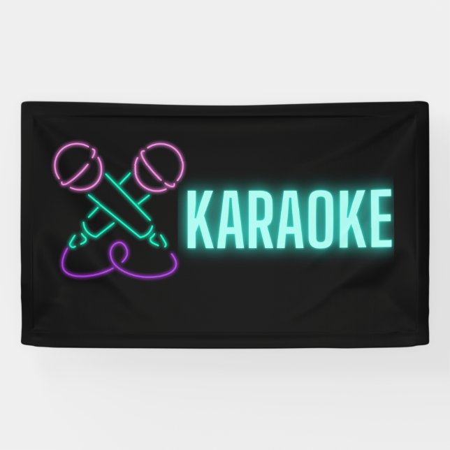 Neon Karaoke Mics und Text Banner (Horizontal)