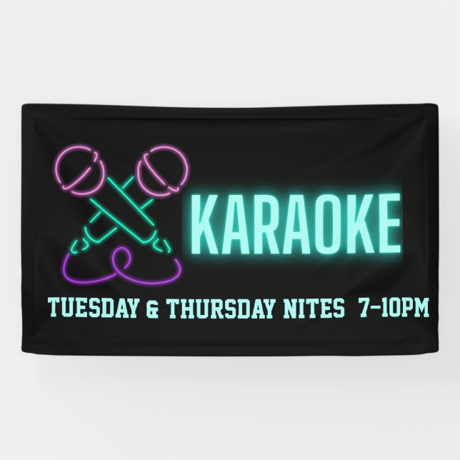 Neon Karaoke Mics und Text Custom Banner (Horizontal)