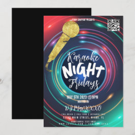 Neon Karaoke Night Event Party Bar Flyer Einladung