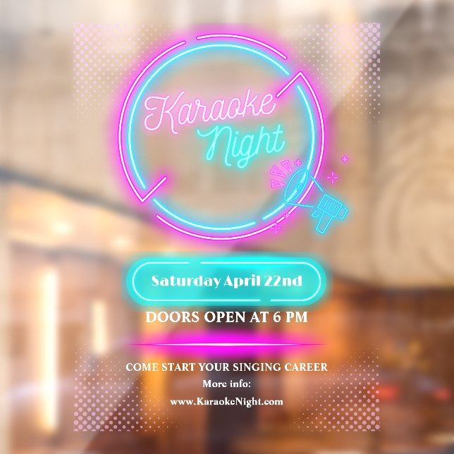 Neon Karaoke Night Groß anpassen Fensteraufkleber (Blatt 2)