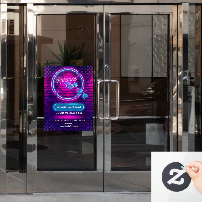 Neon Karaoke Night Kleine Türgröße anpassen Fensteraufkleber (Büro Tür)