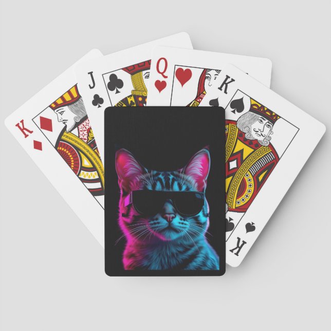 Neon-Karte Katze Vibes Spielkarte (Rückseite)