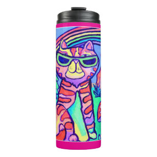 Neon-Katze Cool Art Malerei Lustiges Design Thermosbecher