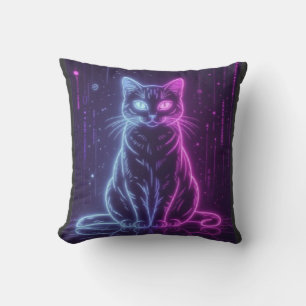 **Neon-Katze Design – Leuchtende futuristische Kat Kissen