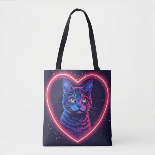 Neon-Katze-Herz-Design – Süße leuchtende Katzenlie