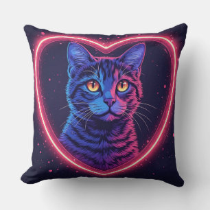 Neon-Katzen-Herz-Design – Süße leuchtende Katzenli Kissen