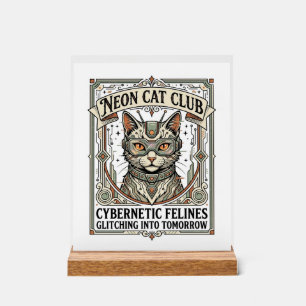 Neon-Katzenclub-Katze Cyberpunk Vintage-Vektor-Art Acrylschild