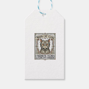 Neon-Katzenclub-Katze Cyberpunk Vintage-Vektor-Art Geschenkanhänger