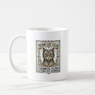 Neon-Katzenclub-Katze-Cyberpunk-Vintage-Vektor-Art Kaffeetasse