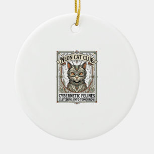 Neon-Katzenclub-Katze-Cyberpunk-Vintage-Vektor-Art Keramik Ornament