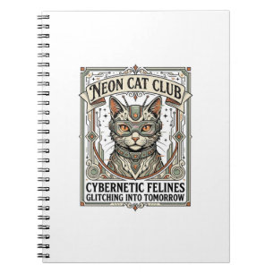 Neon-Katzenclub-Katze-Cyberpunk-Vintage-Vektor-Art Notizblock