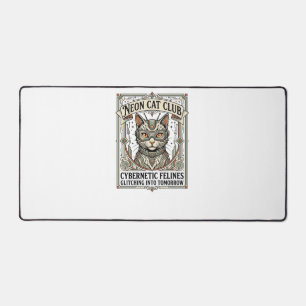 Neon-Katzenclub-Katze Cyberpunk Vintage-Vektor-Art Schreibtischunterlage