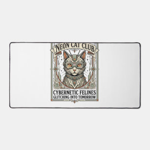 Neon-Katzenclub-Katze-Cyberpunk-Vintage-Vektor-Art Schreibtischunterlage