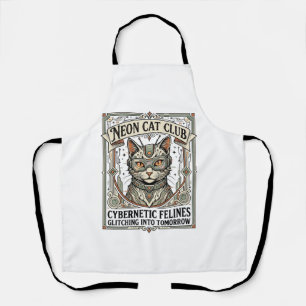 Neon-Katzenclub-Katze-Cyberpunk-Vintage-Vektor-Art Schürze