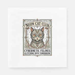 Neon-Katzenclub-Katze Cyberpunk Vintage-Vektor-Art Serviette