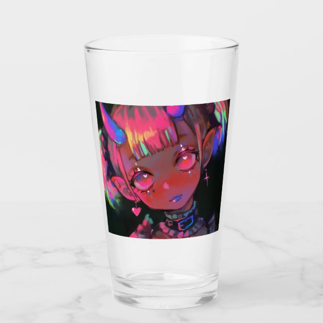 Neon Kawaii Dämonen Mädchen Pastel Goth Glas (Vorderseite)