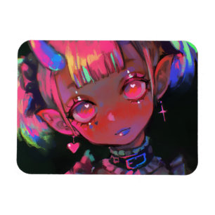 Neon Kawaii Dämonen Mädchen Pastel Goth Magnet