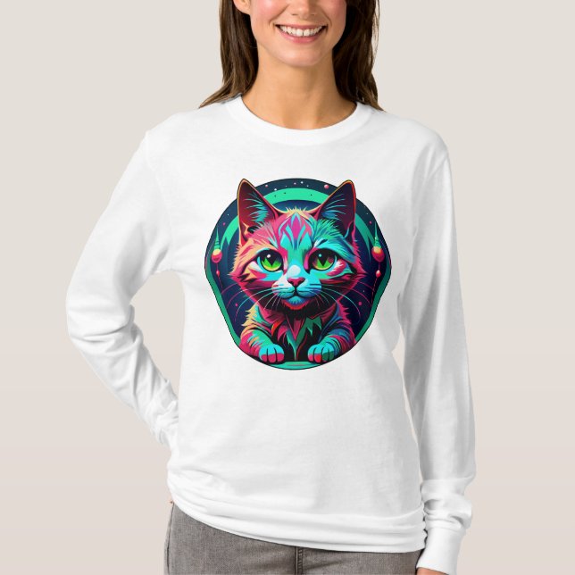 Neon Kawaii Kitten T-Shirt (Vorderseite)