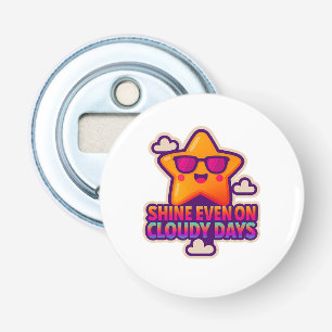 Neon Kawaii Star - "Shine Even on Cloudy Days" Flaschenöffner