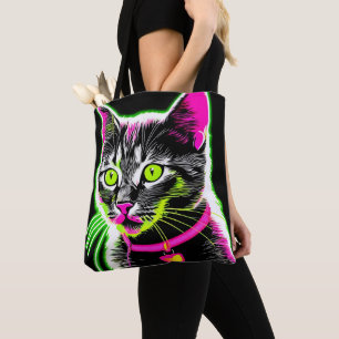 Neon Kitty Feline Art