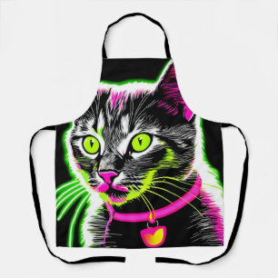 Neon Kitty Feline Art Schürze