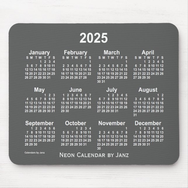 Neon-Kohlekalender 2025 von Janz Mousepad (Vorne)