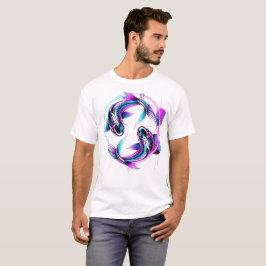 Neon-Koi-Fisch-Yin-Yang-Grafik T-Shirt