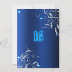 Neon, Königliches Blau, Individuelle Sweet Sixteen Einladung