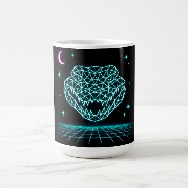 Neon Krokodil Synthwave - Retro Sumpfkönig Kaffeetasse (Mittel)