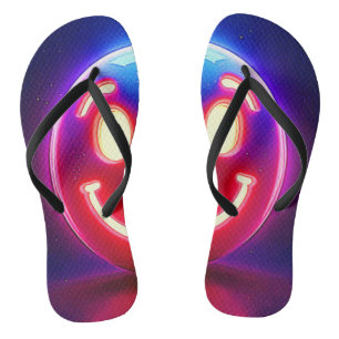 Neon-Lächeln: Glückliches Strahlen Flip Flops