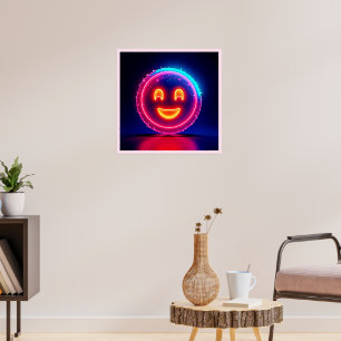 Neon-Lächeln: Helles Glückliches Leuchten Design Poster