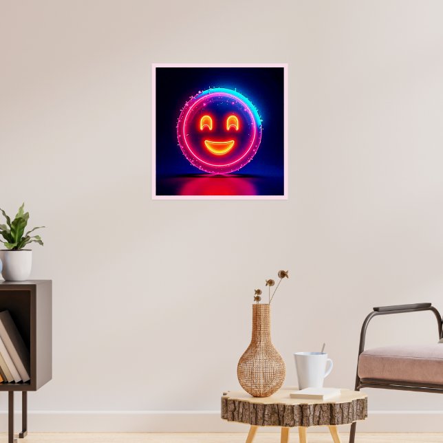 Neon-Lächeln: Helles Glückliches Leuchten Design Poster (Wohnzimmer 3)