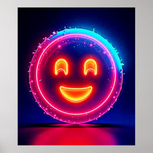 Neon-Lächeln: Helles Glückliches Leuchten Design Poster