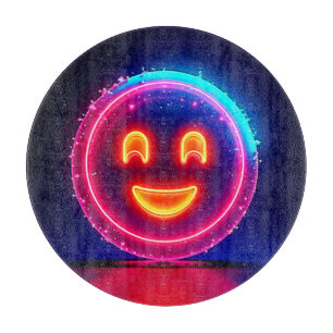 Neon-Lächeln: Helles Glückliches Leuchten Design Schneidebrett