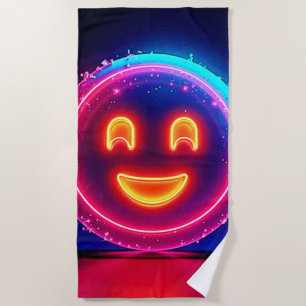 Neon-Lächeln: Helles Glückliches Leuchten Design Strandtuch