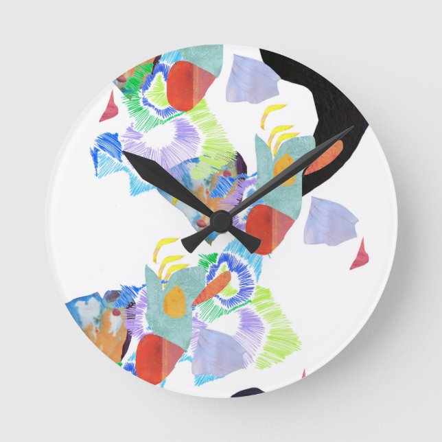 Neon Lackblocker Funky Art Runde Wanduhr (Vorderseite)